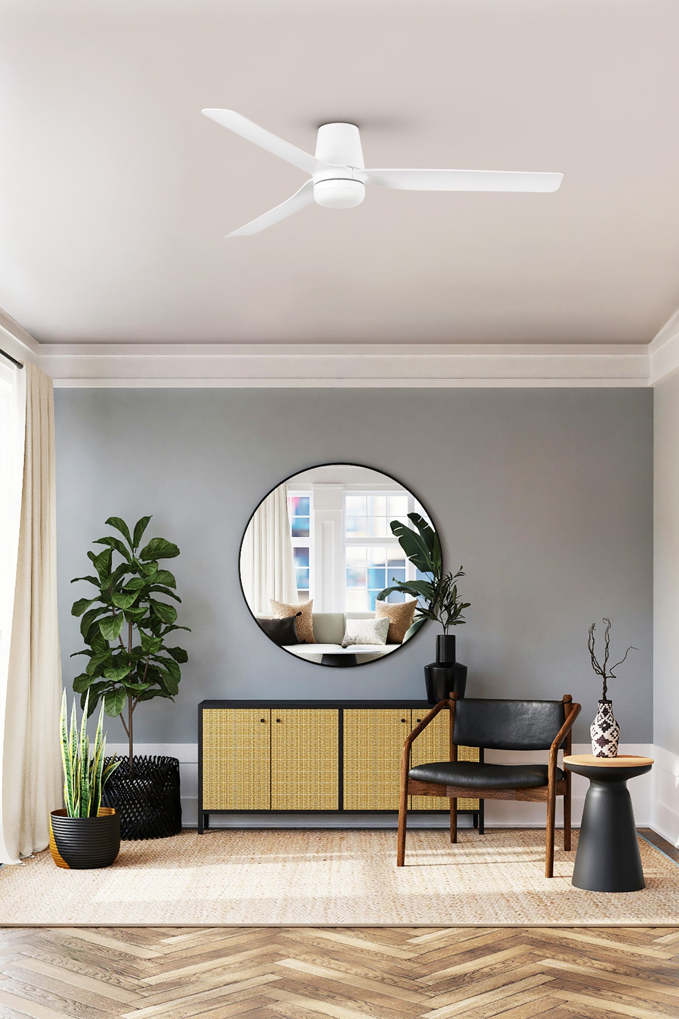 Ventilador PUNT TUB M LED fabricado en ABS color blanco mate