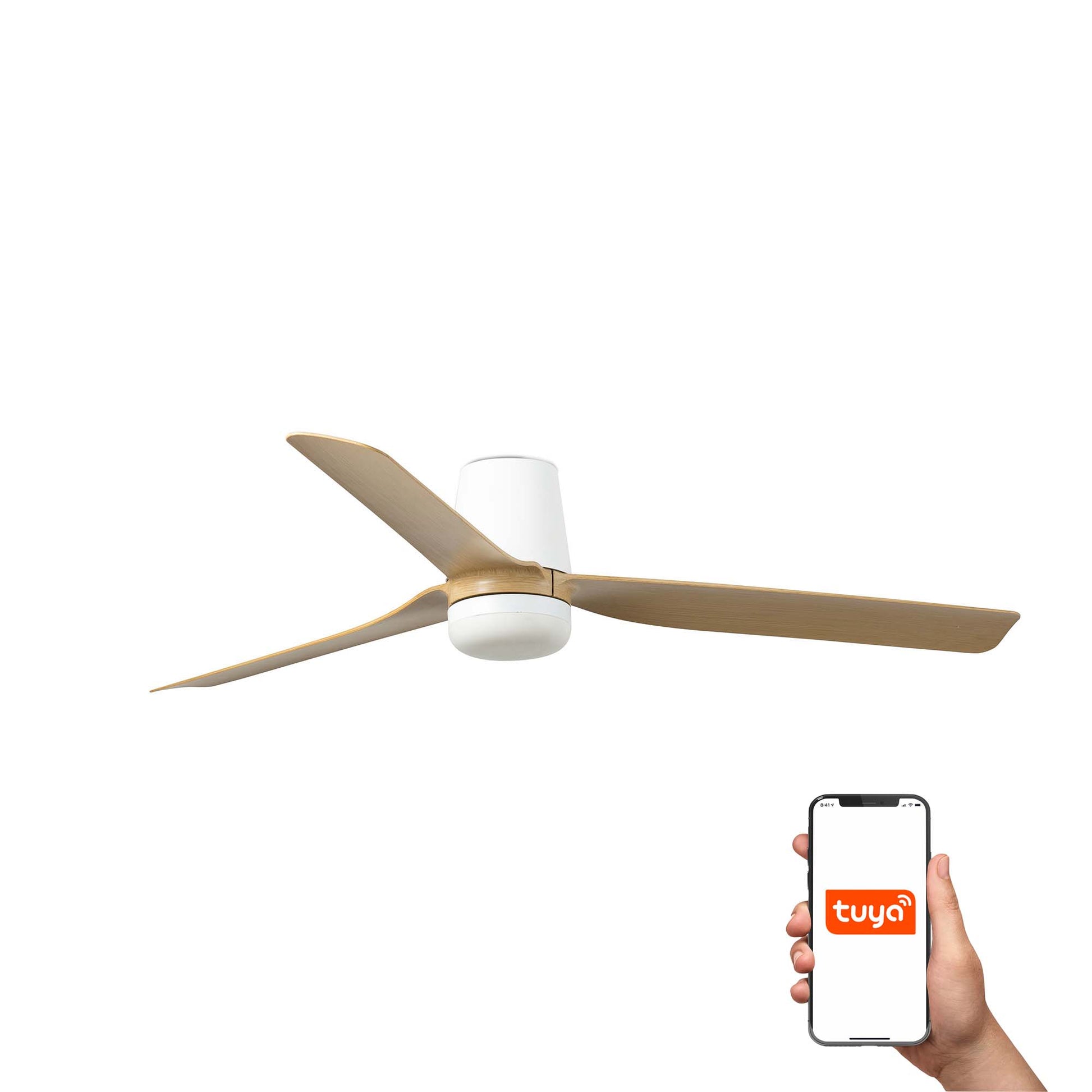 PUNT TUB Ventilador con Luz LED Arce y Blanco Smart TUYA FARO 33829WT-1TW