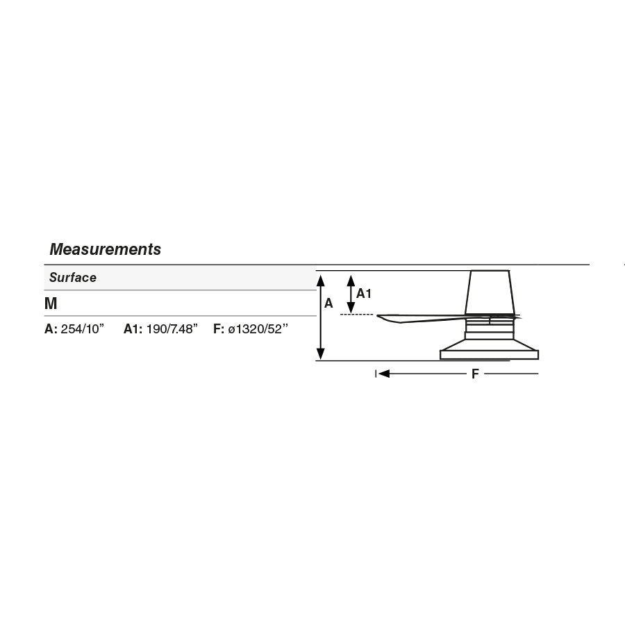 Plano con medidas de Ventilador de Techo Punt Tub M 132 cm FARO - Negro/Nogal, TAK 4000K, Mando a distancia · Ref. 338312C