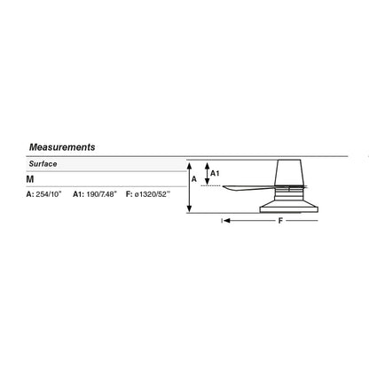 Plano con medidas de Ventilador de Techo Punt Tub M 132 cm FARO - Negro/Nogal, TAK 4000K, Mando a distancia · Ref. 338312C