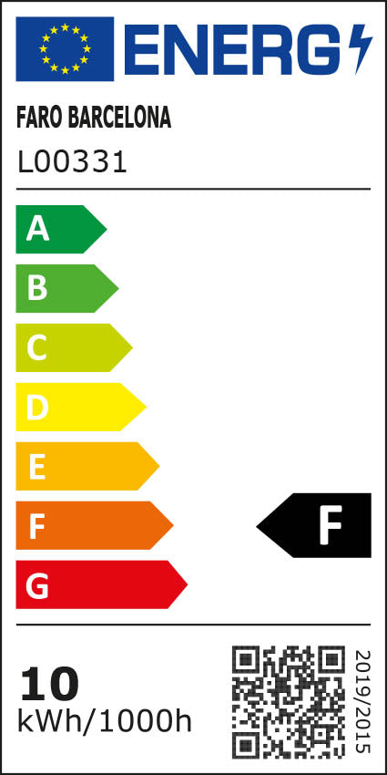 Etiqueta eficiencia energética Ventilador Techo LED Negro Bajo Consumo FARO Serie 3319
