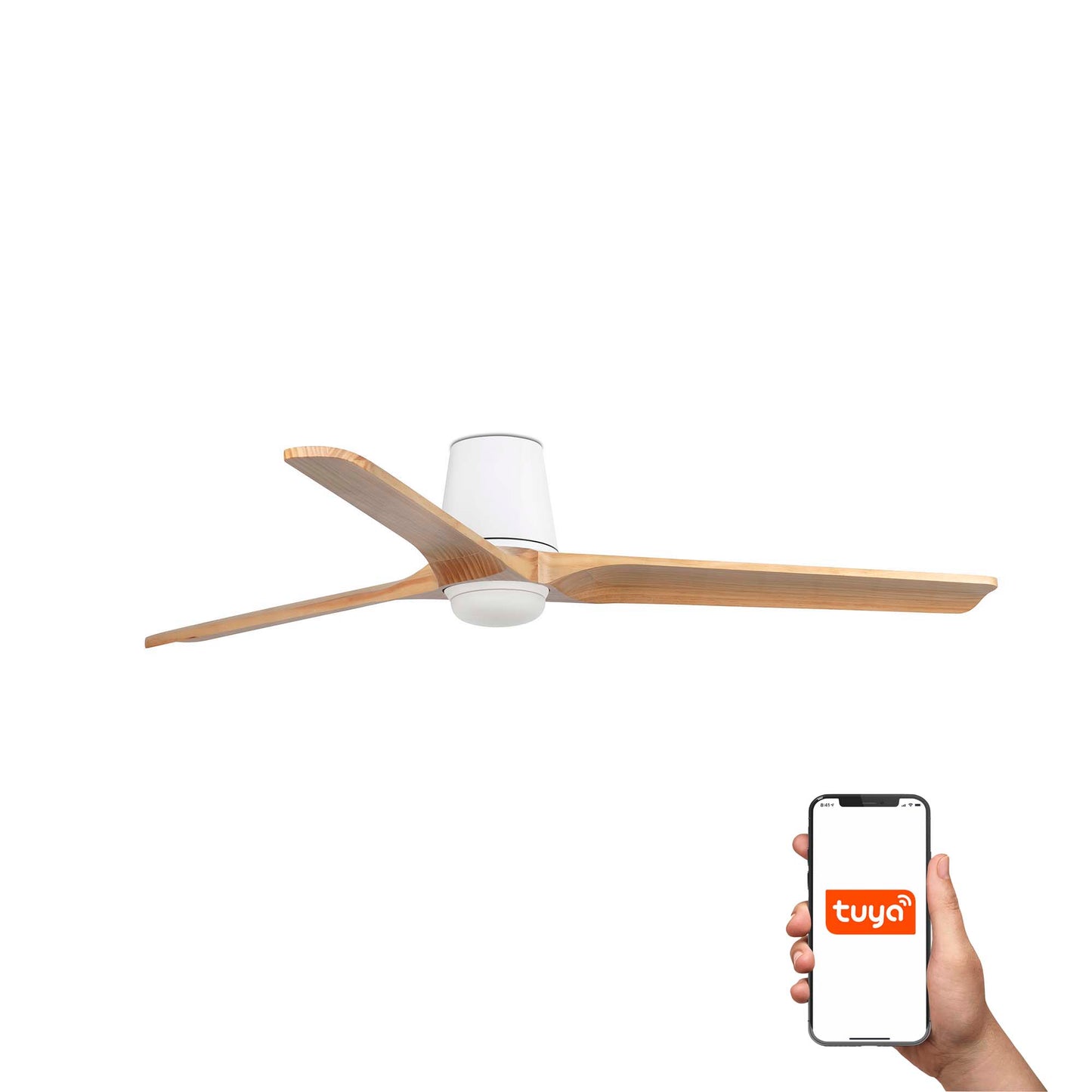 Ventilador de Techo HEYWOOD TUB LED L Smart Blanco y Pino FARO 33838WT-1TW