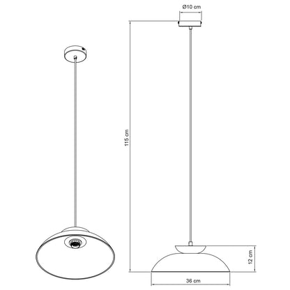 Esquema con dimensiones del colgante IDEA verde ALEMAR