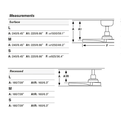 Ventilador de techo con motor DC silencioso y apto para techos inclinados