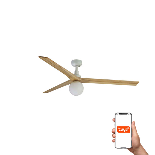 Ventilador de techo con luz FARO KLIM L blanco y madera roble