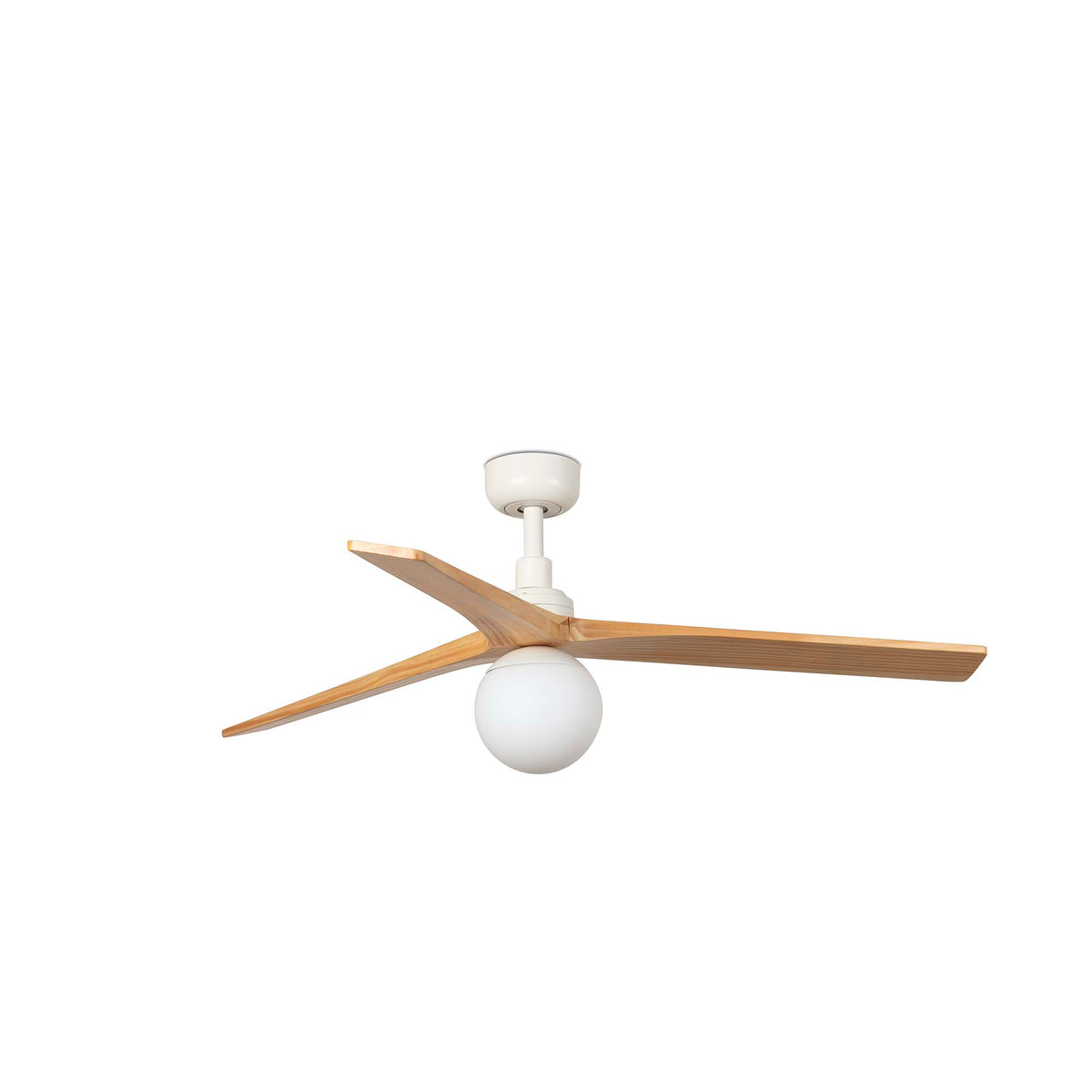 Ventilador de Techo Klim M 125 cm FARO - Blanco/Pino, Portalámparas E27, Mando a distancia | FARO · Ref. 342801B