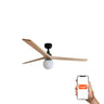 Ventilador de techo FARO KLIM L negro y madera roble con sistema TUYA