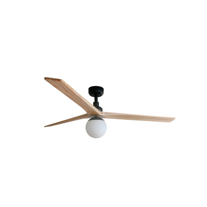 Ventilador de techo moderno FARO KLIM L negro y madera roble con luz E27 WIZ - 34282WW-11L - LUZGURÚ