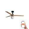 Ventilador de techo con luz FARO KLIM M negro/pino, serie 3429, ideal para interiores modernos.