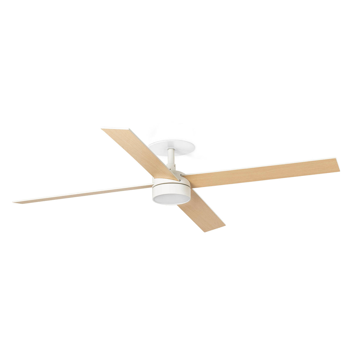 Ventilador de Techo Empotrado Rudder L 132 cm 4 Palas FARO - Blanco/Fresno, LED 20W CCT, Mando a distancia | FARO