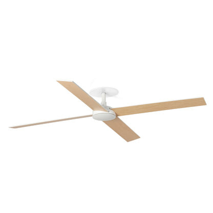 Ventilador de Techo Empotrado Rudder L 132 cm 4 Palas FARO - Blanco/Fresno, Sin luz, 0-10V | FARO