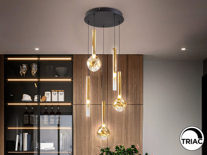 Lámpara Colgante Essenza LED Negra y Dorada Schuller - 5 luces | Schuller · Ref. 347020