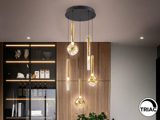 Lámpara Colgante Essenza LED Negra y Dorada Schuller - 5 luces | Schuller · Ref. 347020