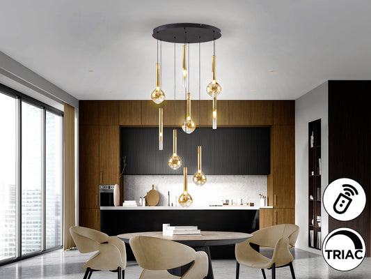 Lámpara Colgante Essenza 9 Luces LED Negra y Dorada Schuller - vista principal | Schuller