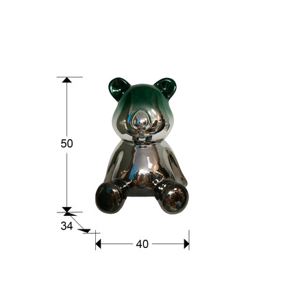 Plano con medidas de Figura Decorativa de Oso Osito 50 cm Degradado Gris y Verde Schuller · Ref. 351539