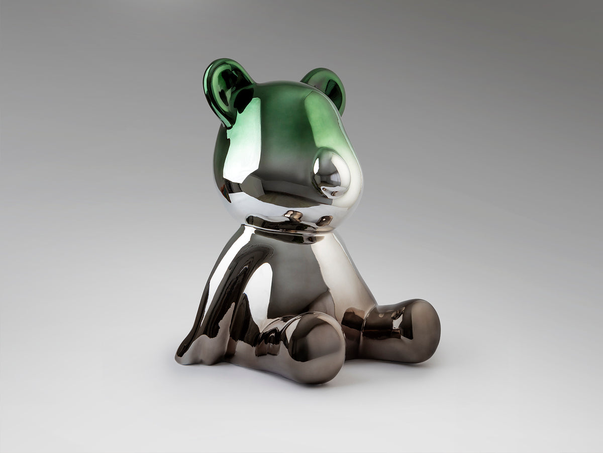 Figura Decorativa de Oso Osito 50 cm Degradado Gris y Verde Schuller en ambiente decorado | Schuller
