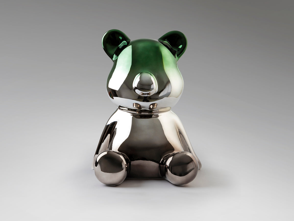 Figura Decorativa de Oso Osito 50 cm Degradado Gris y Verde Schuller en ambiente decorado | Schuller