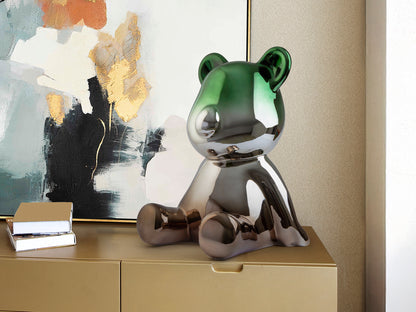 Figura Decorativa de Oso Osito 50 cm Degradado Gris y Verde Schuller en ambiente decorado | Schuller · Ref. 351539