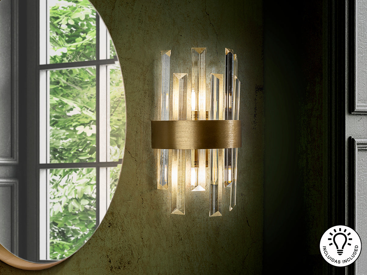 Aplique de Pared Grace 2 Luces 30 cm Oro Cepillado Schuller en ambiente decorado | Schuller