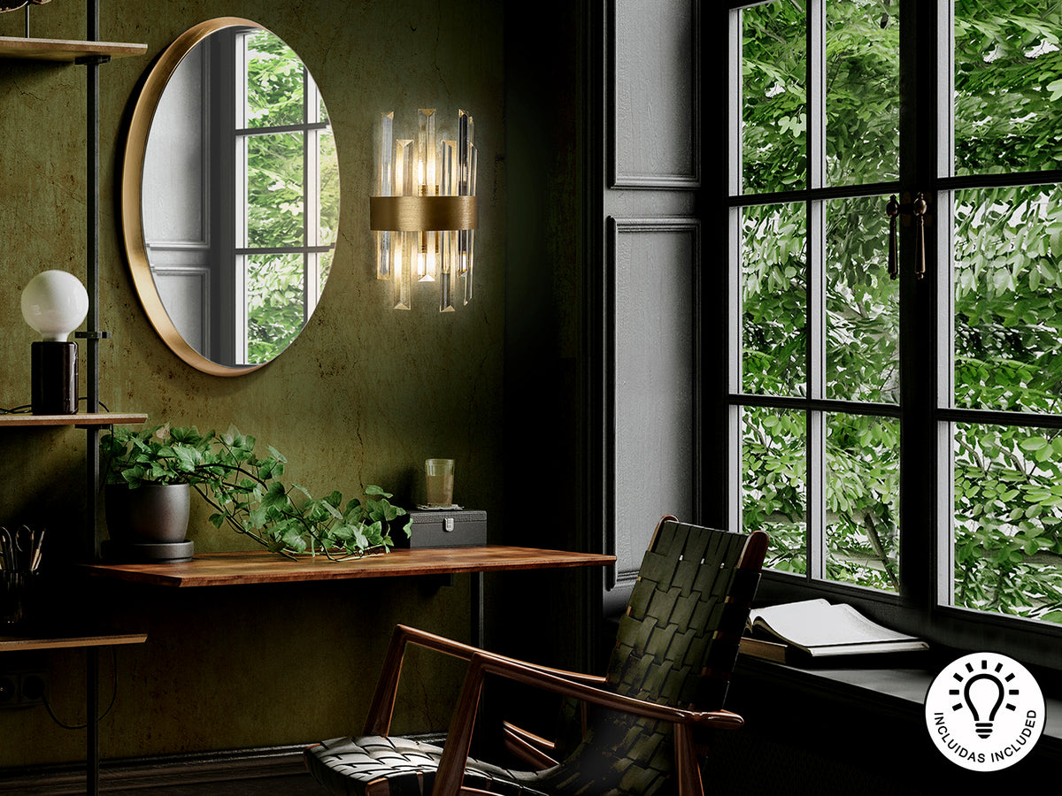 Aplique de Pared Grace 2 Luces 30 cm Oro Cepillado Schuller en ambiente decorado | Schuller