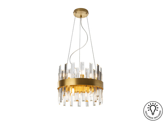 Lámpara Colgante Grace 10 Luces Oro Cepillado con Cristal Schuller - vista principal | Schuller