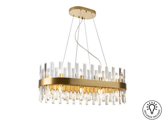Lámpara Colgante Ovalada Grace 20 Luces Oro Cepillado Schuller - vista principal | Schuller