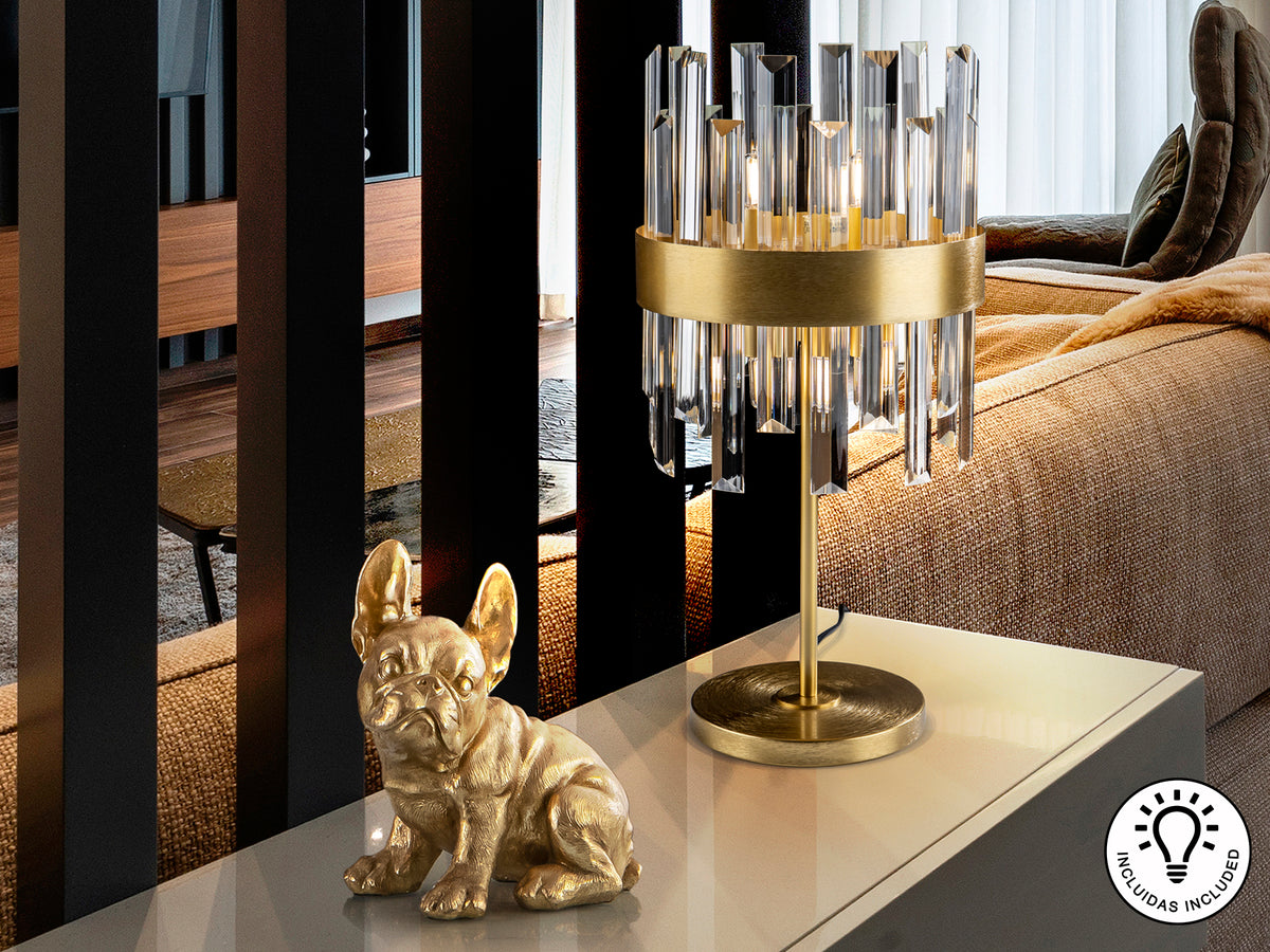 Lámpara de Sobremesa Grace 6 Luces Oro y Cristal Schuller en ambiente decorado | Schuller