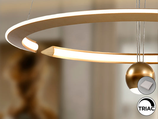 Lámpara Colgante LED Orane 60 cm Dorada Dimable Schuller en ambiente decorado | Schuller