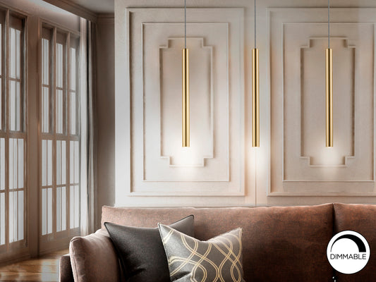 Lámpara Colgante LED Varas 5W Oro Brillo Schuller en ambiente decorado | Schuller