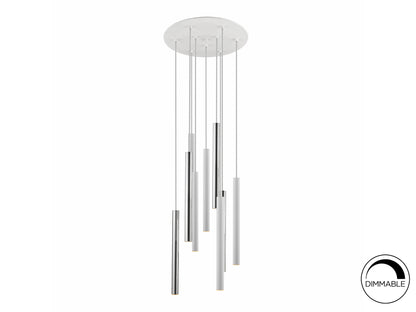 Lámpara Colgante LED Varas 9 Luces Dimable Schuller - 9 luces, Cromo / Blanco, No regulable | Schuller