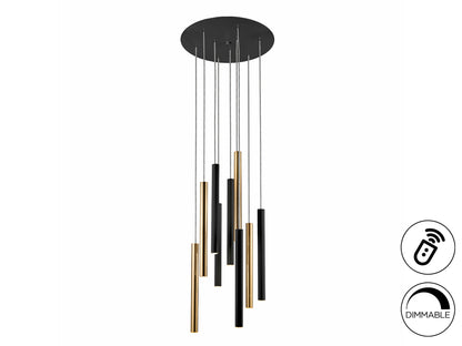 Lámpara Colgante LED Varas 9 Luces Dimable Schuller - 9 luces, Oro / Negro, Regulable | Schuller