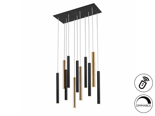 Lámpara Colgante LED Varas 11 Luces Oro y Negro Schuller - vista principal | Schuller