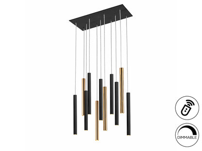 Lámpara Colgante LED Varas 9 Luces Dimable Schuller - 11 luces, Oro / Negro, Regulable | Schuller