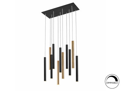 Lámpara Colgante LED Varas 9 Luces Dimable Schuller - 11 luces, Oro / Negro, No regulable | Schuller