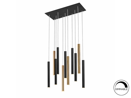 Lámpara Colgante LED Varas 9 Luces Dimable Schuller - 11 luces, Oro / Negro, No regulable | Schuller · Ref. 373357