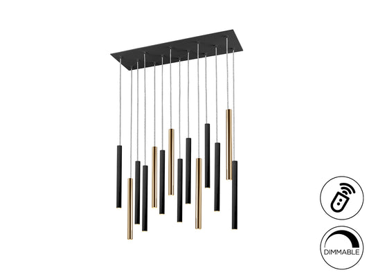 Lámpara Colgante LED Varas 14 Luces Oro y Negro Schuller - vista principal | Schuller