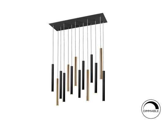 Lámpara Colgante Varas 14 Luces LED Oro y Negro Schuller - vista principal | Schuller