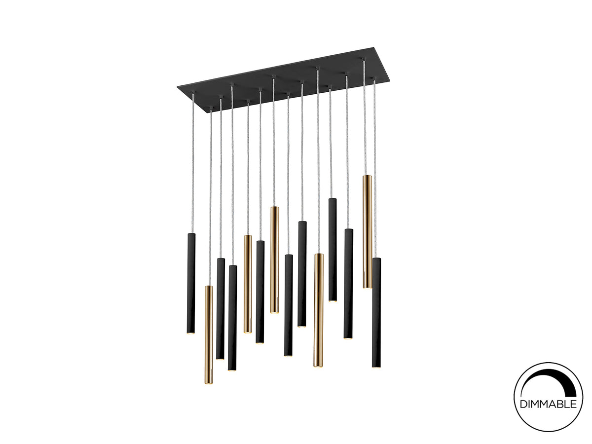Lámpara Colgante LED Varas 9 Luces Dimable Schuller - 14 luces, Oro / Negro, No regulable | Schuller