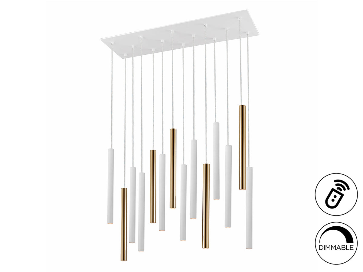 Lámpara Colgante LED Varas 9 Luces Dimable Schuller - 14 luces, Oro / Blanco, Regulable | Schuller