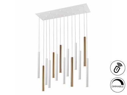 Lámpara Colgante LED Varas 9 Luces Dimable Schuller - 14 luces, Oro / Blanco, Regulable | Schuller
