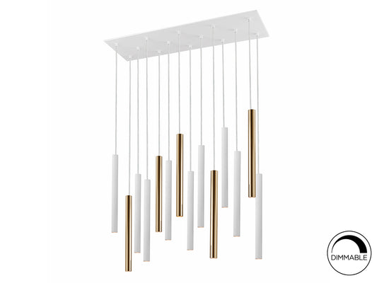 Lámpara Colgante Varas 14 Luces LED Oro y Blanco Schuller - vista principal | Schuller