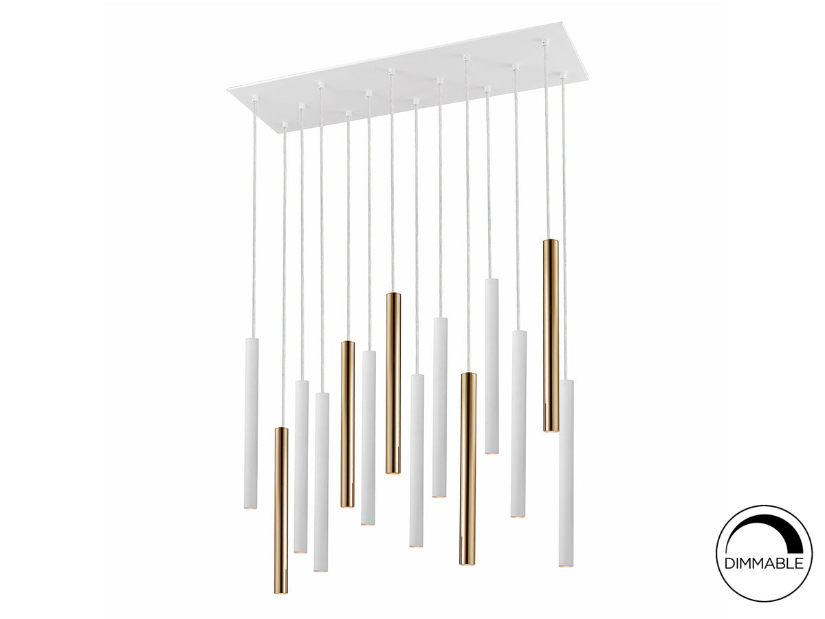 Lámpara Colgante LED Varas 9 Luces Dimable Schuller - 14 luces, Oro / Blanco, No regulable | Schuller · Ref. 373437