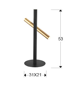 Plano con medidas de Lámpara de Sobremesa Varas 53 cm Oro y Negro Schuller · Ref. 373579