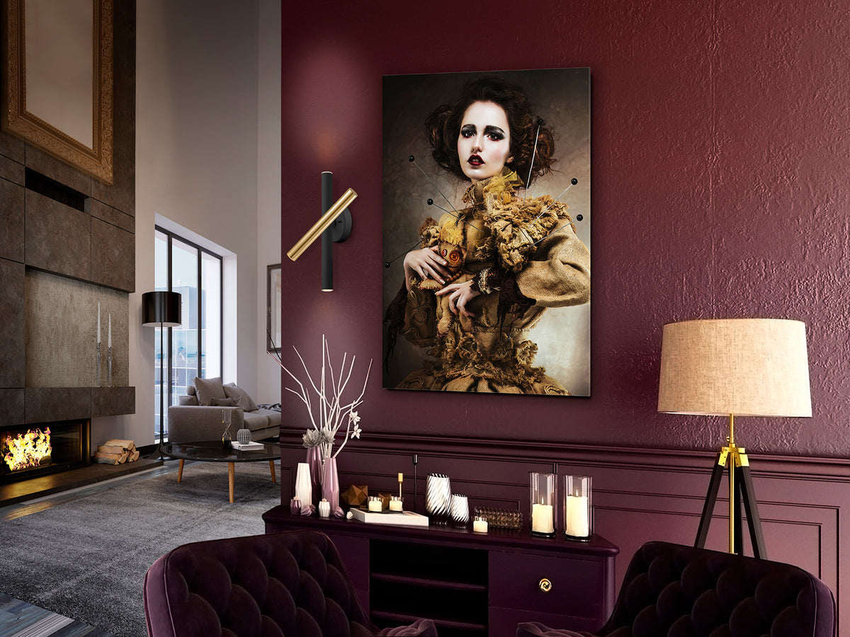 Aplique de Pared LED Varas 3 Luces Oro y Negro Dimable Schuller en ambiente decorado | Schuller