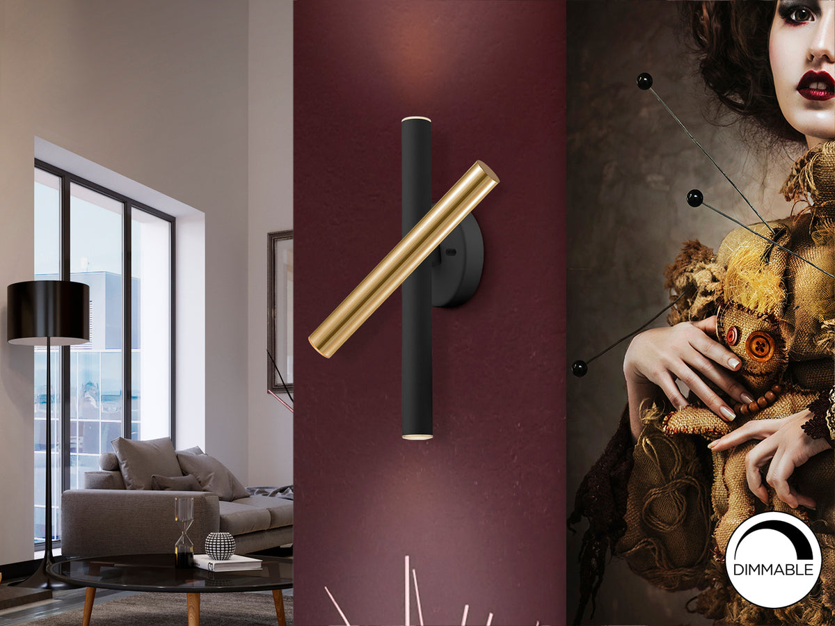 Aplique de Pared LED Varas 3 Luces Oro y Negro Dimable Schuller en ambiente decorado | Schuller · Ref. 373845