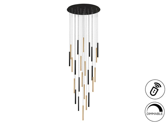 Lámpara Colgante LED Varas 25 Luces Oro y Negro Schuller - vista principal | Schuller