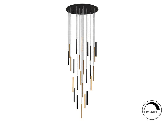 Lámpara Colgante LED Varas 25 Luces Oro y Negro Mate Schuller - vista principal | Schuller