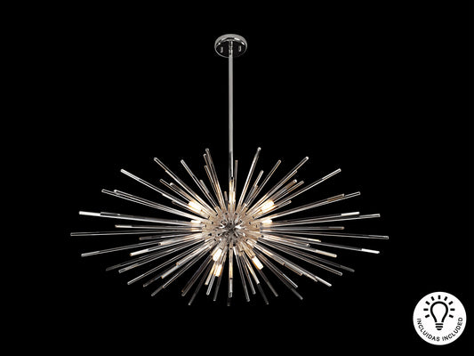 Lámpara Colgante Evasión 9 Luces 100 cm Cromo y Cristal Schuller - vista principal | Schuller
