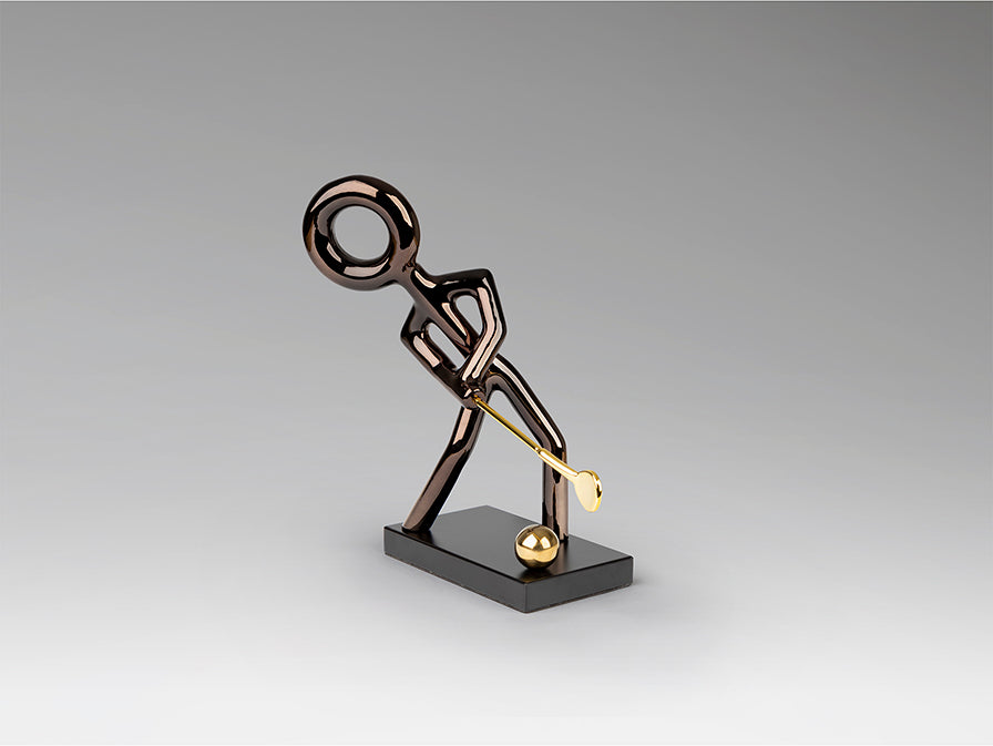 Figura Decorativa Jugador de Golf 29 cm Negro y Dorado Schuller en ambiente decorado | Schuller · Ref. 381970