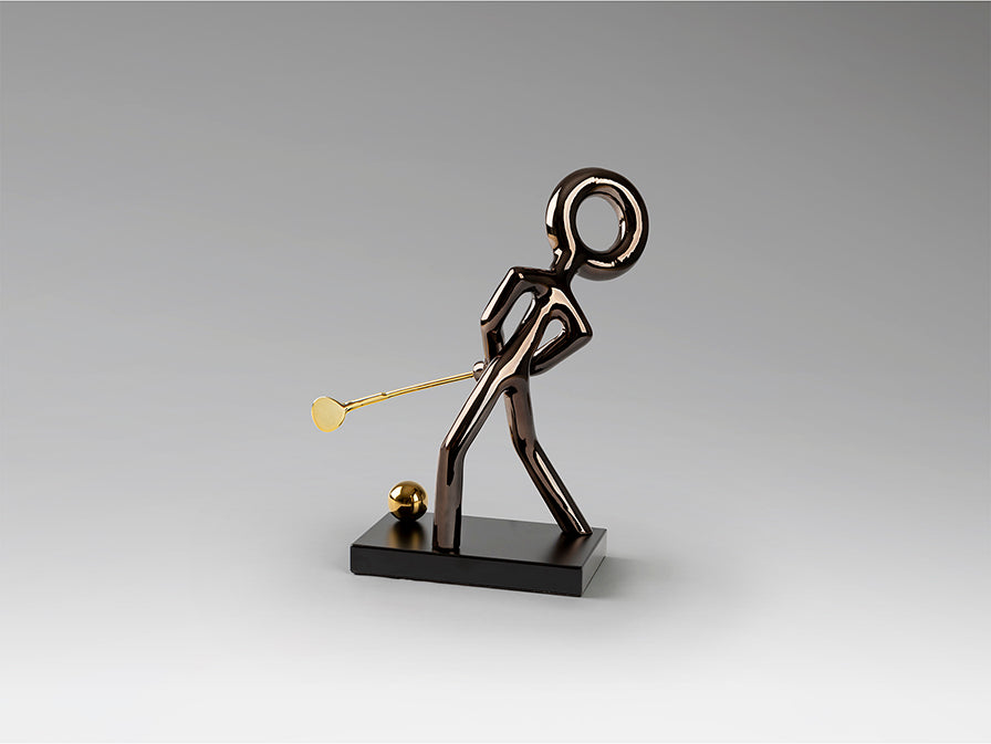 Figura Decorativa Jugador de Golf 29 cm Negro y Dorado Schuller en ambiente decorado | Schuller · Ref. 381970